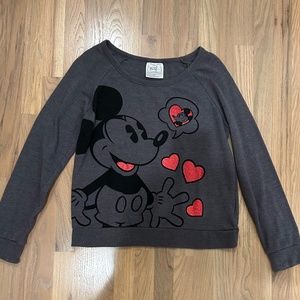 Mickey Mouse sweatshirt.